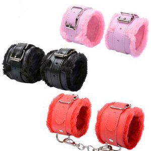 Esposas de felpa <br> ajustables <br> cuerina rojo